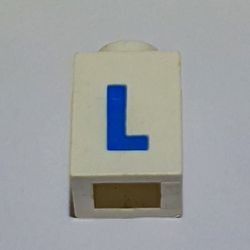 3005ptLb-1G Steen 1x1 met letter L dik wit gebruikt *5V01-13