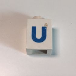 3005ptUb-1G Steen 1x1 met letter U dik wit gebruikt *5V01-14