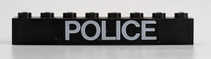 3008pb029-11G Steen 1x8 POLICE (Sticker) zwart gebruikt *5V08-08