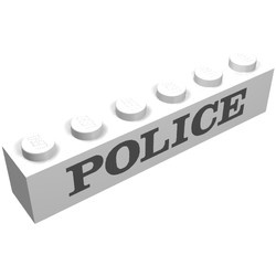 3009pb022-1G Steen 1x6 POLICE met schreefletters wit gebruikt *5V06-02