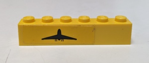 3009pb124L-3G Steen 1x6 Vliegtuig LINKS (Sticker) geel gebruikt *5V06-06
