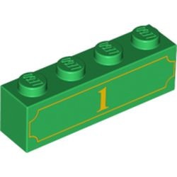 3010pb119-6G Steen 1x4 met gele nummer 1 groen gebruikt *5V04-20