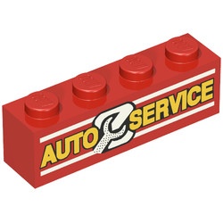 3010px5-5 Steen 1x4 AUTO SERVICE rood NIEUW *0K0000