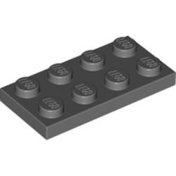 3020-85G Platte plaat 2x4 grijs, donker (blauwachtig) gebruikt *1B364