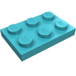 3021-156 Platte plaat 2x3 blauw, middenazuur NIEUW *1B202