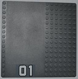30225pb07-85G Basisplaat 16x16 met weg 01 sticker GROTE CIJFERS grijs, donker (blauwachtig) gebruikt *4T000