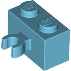 30237-156 Steen aangepast 1x2 met clip blauw, middenazuur NIEUW *1B039