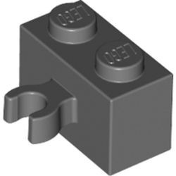 30237-85G Steen aangepast 1x2 met clip grijs, donker (blauwachtig) gebruikt *1L042