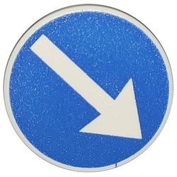 30261px3-1G Verkeersbord- rond, met clip, pijl op blauwe achtergrond wit gebruikt *1E009