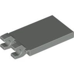 30350-9G Tegel 2x3 met twee clips aan uiteinde lichtgrijs (klassiek) gebruikt *0D0000