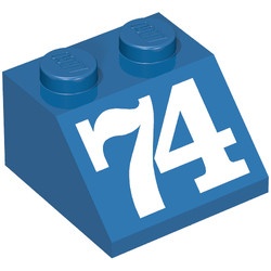3039pb015-7G Dakpan bedrukt 45 2x2 met witte nummer 74 blauw gebruikt *5R000