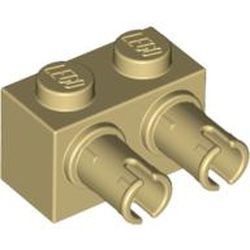 30526-2 Steen 1x2 met TWEE pinnen crème NIEUW *1B043