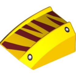30602pb053-3 Dakpan rond 2x2 ribbeltjes donkerrode tijger-strepen geel NIEUW *1L000