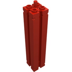 30646b-5 Pilaar 2x2x8 4 zijden glad met groeven rood NIEUW *2B072