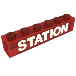 3067pb08-17G Steen 1x6 STATION transparant rood gebruikt *5V06-13