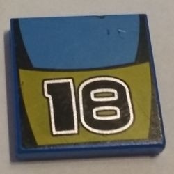 3068bpb0022-7G Tegel 2x2 met nummer 18 blauw gebruikt *5T05-22