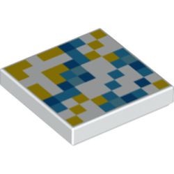3068bpb1322-1 Tegel 2x2 Geel en Blauw patroon (Minecraft) wit NIEUW *