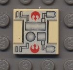 3068bps1-2 Tegel 2x2 Start Wars Rebel Mechanical patroon crème NIEUW *