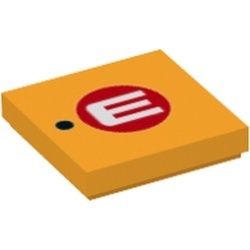 3068pb0683-110 Tegel 2x2 zwarte stip en E in rode cirkel oranje, lichthelder NIEUW *