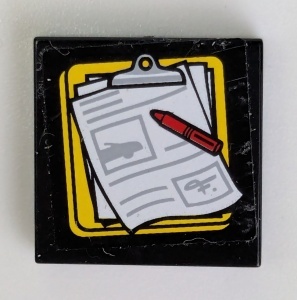 3068pb0837-11G Tegel 2x2 Clipboard en pen en papier (Sticker) zwart gebruikt *5T05-32