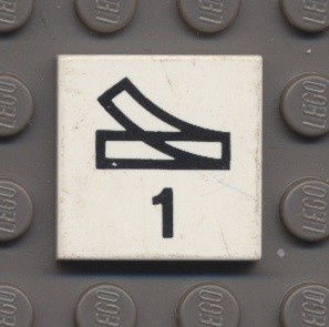 3068pb40-1G Tegel 2x2 Wisselsymbool rechts en nummer 1 wit gebruikt *5T05-15