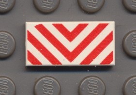 3069bp09-1G Tegel 1x2 Gevaar-pijlen (V-vorm) wit gebruikt *5T02-01