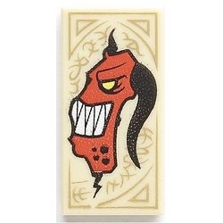 3069bpb0463-2 Tegel 1x2 met rood monster (Nexo Knights Book of Monsters) crème NIEUW *