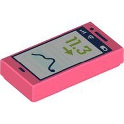 3069pb1166-220 Tegel 1x2 Met telefoon rood, koraal NIEUW *1L000