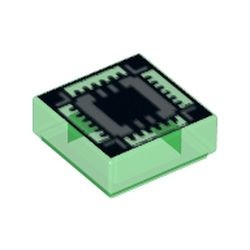 3070bpb082-20 Tegel 1x1 met vierkant en zilveren lijnen transparant groen NIEUW *5T01-04