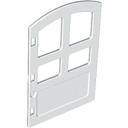 31023-1G DUPLO Deurpaneel 1x4x4 met 4 ruitjes en ronde top wit gebruikt *