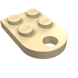 3176-2 Platte plaat 2x2 met gat voor trekhaak (oog) crème NIEUW *1B326
