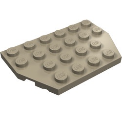 32059-69G Platte plaat 4x6 twee afgekapte hoeken (8+12 noppen) crème,donker gebruikt *