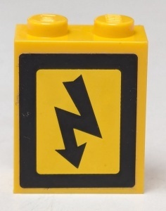 3245bpb22R-3G Steen 1x2x2 Electriciteit pijl RECHTS (sticker) geel gebruikt *5V000
