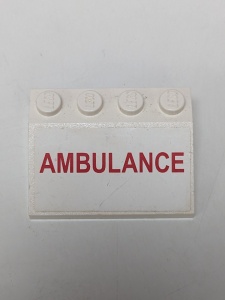 3297pb026-1G Dakpan bedrukt 33 3x4 met rode AMBULANCE (Sticker) wit gebruikt *5R000