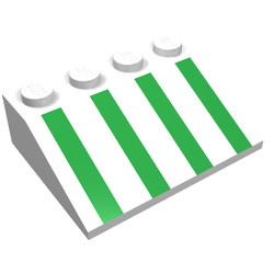 3297px11-1G Dakpan bedrukt 33 3x4 met groene strepen wit gebruikt *5R000