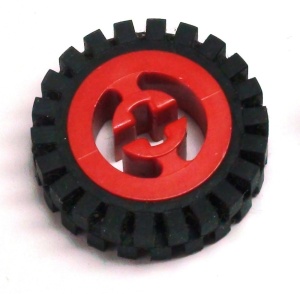 3482c01-5G Wiel met gespleten asgat met kleine geribbelde band rood gebruikt *5W000