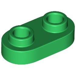 35480-6 Platte plaat 1x2 ovaal/afgerond beide kanten groen NIEUW *1B351