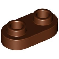 35480-88 Platte plaat 1x2 ovaal/afgerond beide kanten bruin, roodachtig NIEUW *1B351