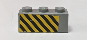 3622pb063-9G Steen 1x3 Grijs/zwarte strepen (Sticker) lichtgrijs (klassiek) gebruikt *5V03-03
