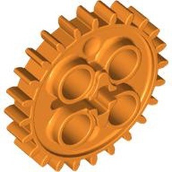 3648-4G Technic, Tandwiel 24 tanden (NIEUWE stijl met 1 asgat) oranje gebruikt *0D030