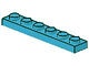 3666-156 Platte plaat 1x6 blauw, middenazuur NIEUW *1B176