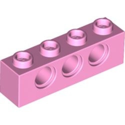 3701-104 Technic, steen 1x4 met 3 gaten roze, helder NIEUW *R28