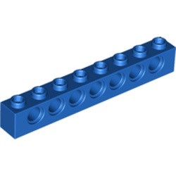 3702-7 Technic, steen 1x8 met 7 gaten blauw NIEUW *