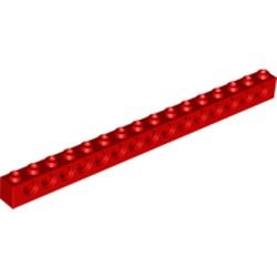 3703-5 Technic, steen 1x16 met 15 gaten rood NIEUW *