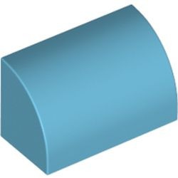 37352-156 Dakpan 1x2x1 halfrond blauw, middenazuur NIEUW *1B074