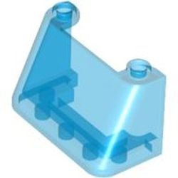 3823-14 Autoruit 2x4x2- schuin 45 graden, 2 noppen bovenop transparant donkerblauw NIEUW *