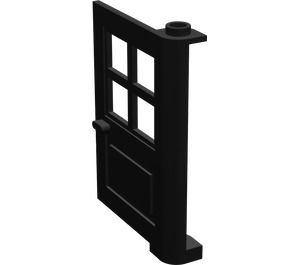 3861-11 Deur 1x4x5 met 4 raampjes- geen frame nodig zwart NIEUW *1B275