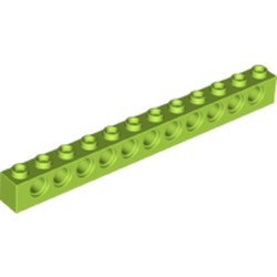 3895-34 Technic, steen 1x12 met 11 gaten lime NIEUW *