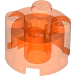 3941-98G Steen, rond 2x2 transparant oranje gebruikt *1F022