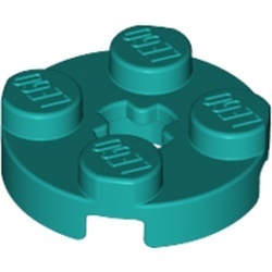4032-39 Platte plaat 2x2 rond turquoise, donker NIEUW *1B209